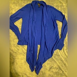 EUC⭐️INC Royal Blue Cardigan⭐️Ruched neckline, high/low front⭐️No tears,rips,etc